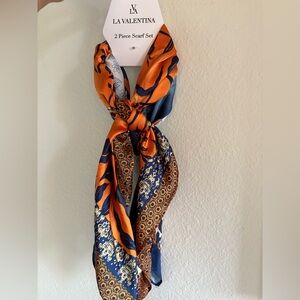 Elegant Blue and Orange Women's Scarf